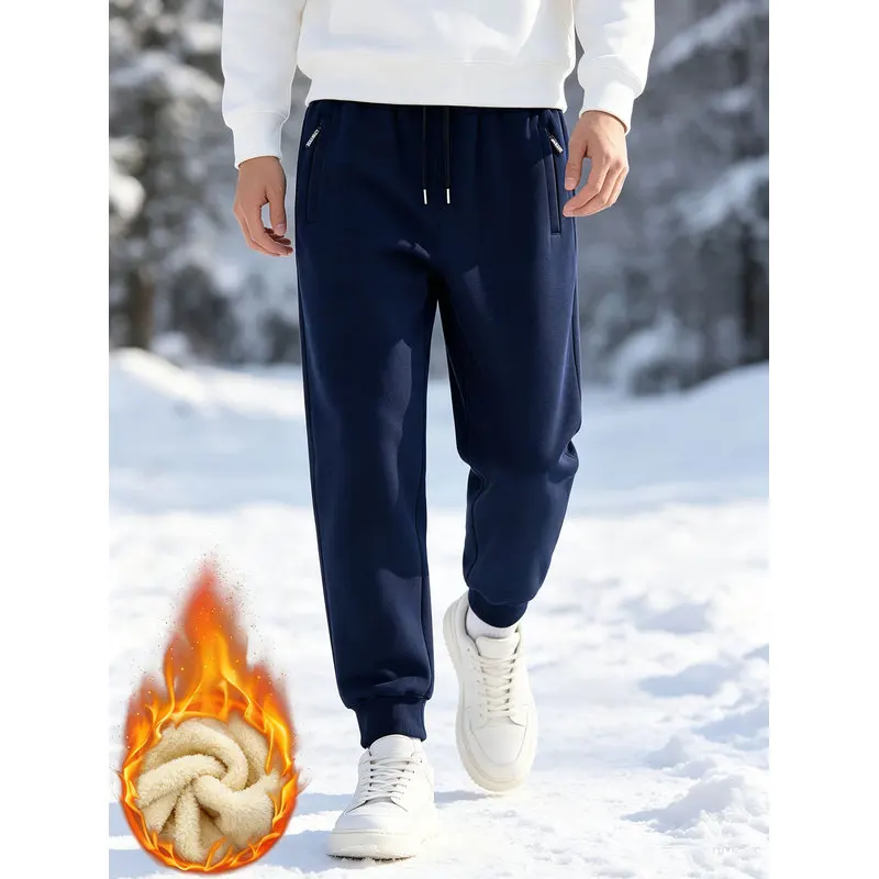 Men's Thermal Sweatpants Fleece Thickened Casual Pants Winter Man Clothes Padded Sports Cold Weather Clothing Male The Sports