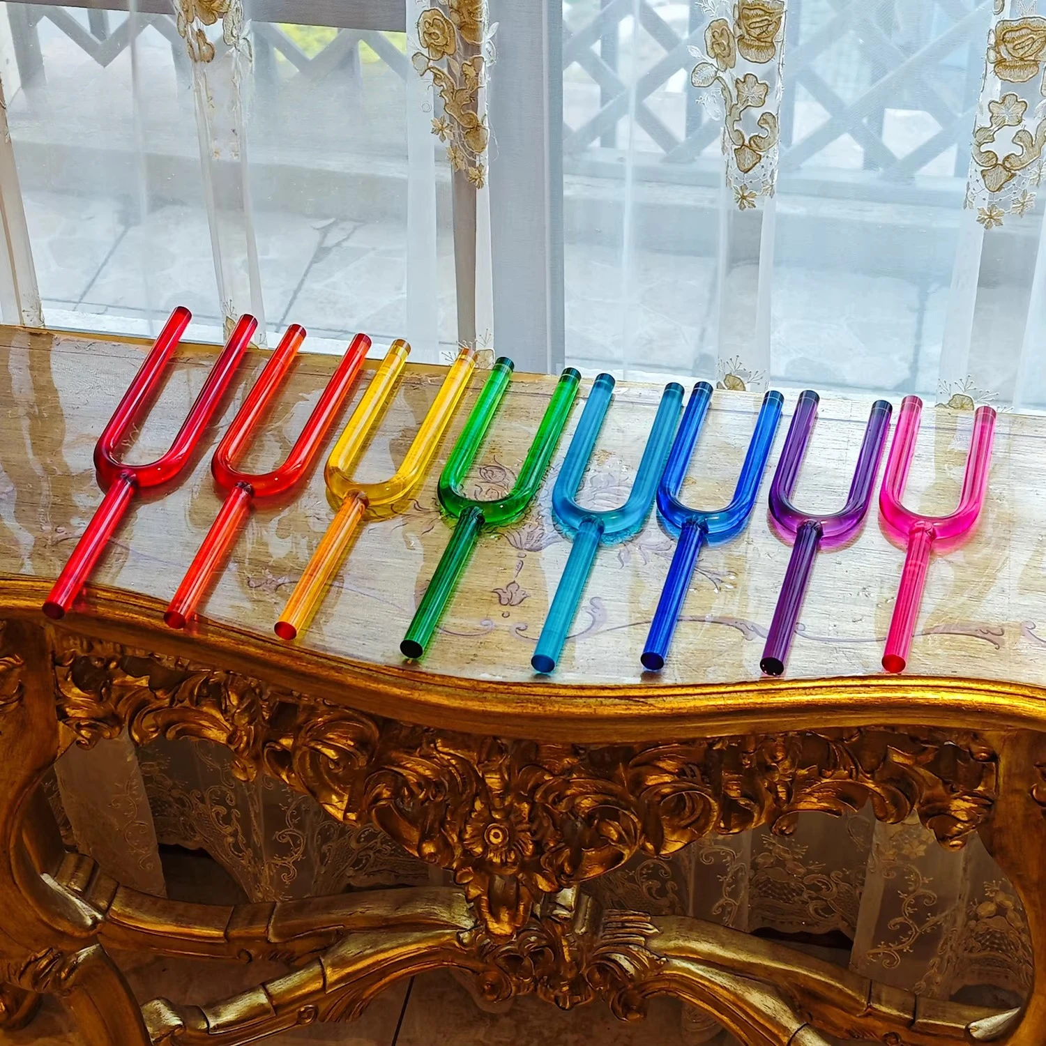 Crystal Soul Color Crystal Tuning Fork Set of 8 Pieces Customizable 10mm 12mm 16mm 20mm