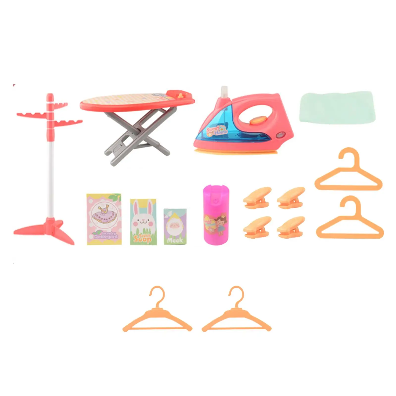 Pretend Laundry Set Iron and Hangers Toy Educational Pretend Play Housekeeping