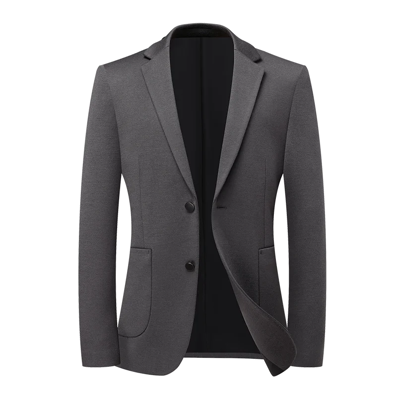 

Мужские роскошные костюмы без зусиль, облегающие пиджаки для джентльменов, черные, серые, темно-синие, униформа с зубчатым воротником, мужская основная рабочая одежда