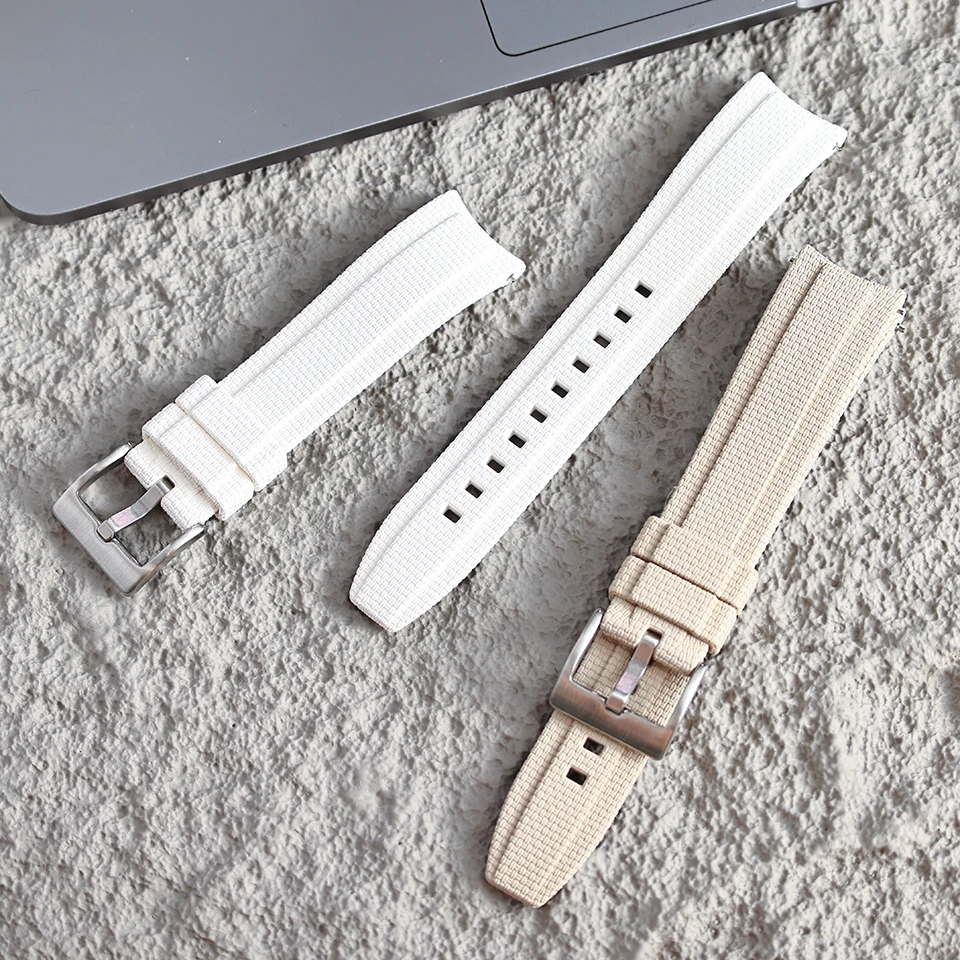 Neues Design, gebogenes Ende, Gummi-Uhrenarmband, 20mm 21mm 22mm, FKM-Uhrenarmband, Sport-Armband für Herren, für Rolex, Seiko, Omega, Tissot – Detail 3