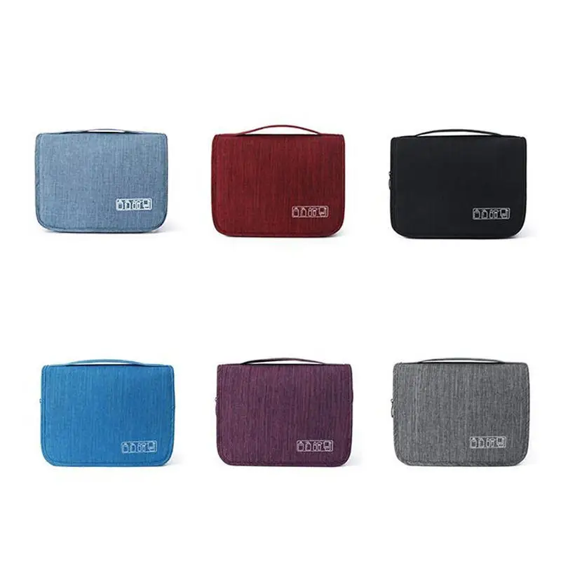 

Large Capacity Solid Color Hanging Storage Bags Dry And Wet Separation Travel Wash Bags Women's Portable Cosmetics Storage Bag