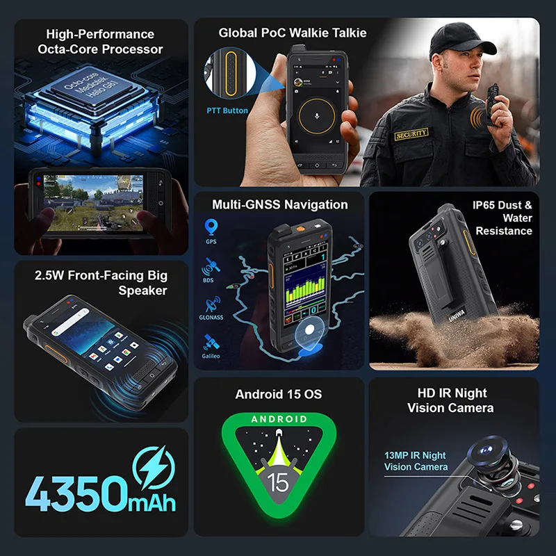 New 4-inch wireless walkie talkie, global 4G waterproof SOS long-distance POC public network Zello walkie talkie