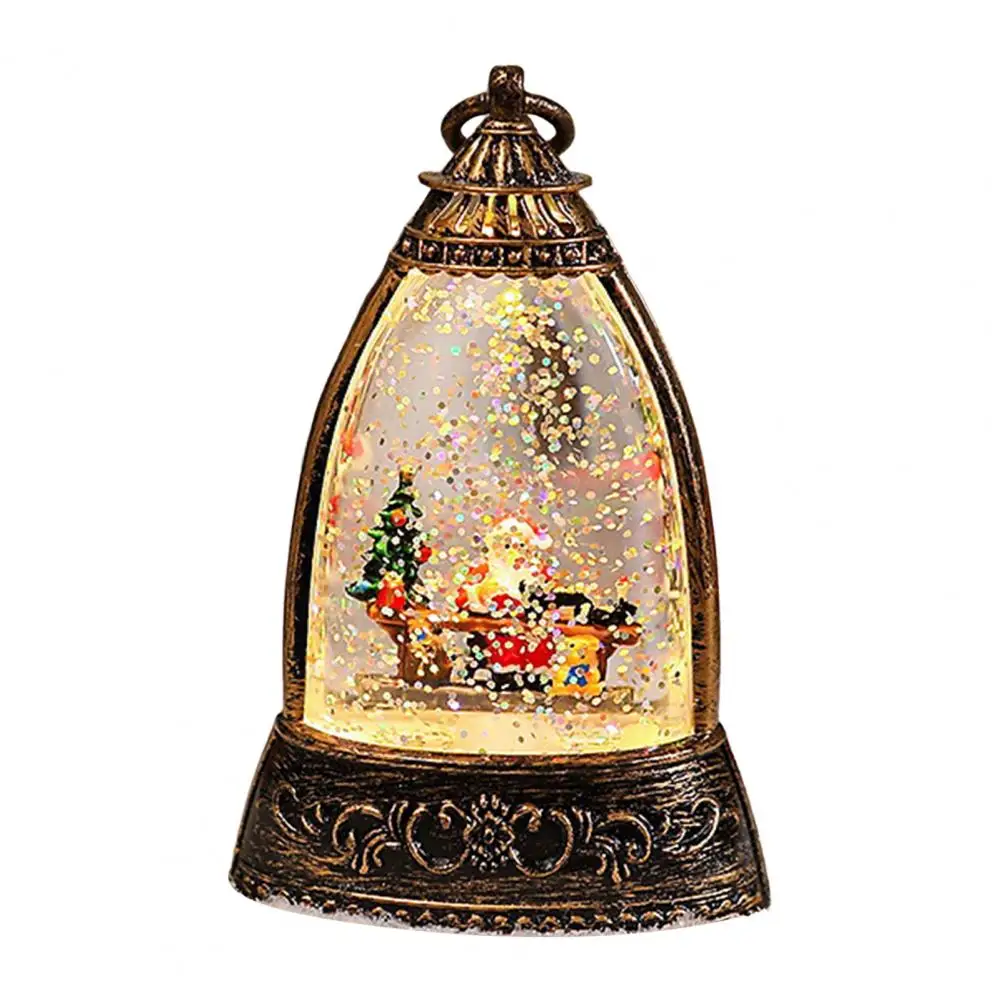 Christmas Snow Ball Lantern Bell Shape Swirling Glitter Candle Lamp Christmas Lamp for Holiday Home Office Tabletop Decor