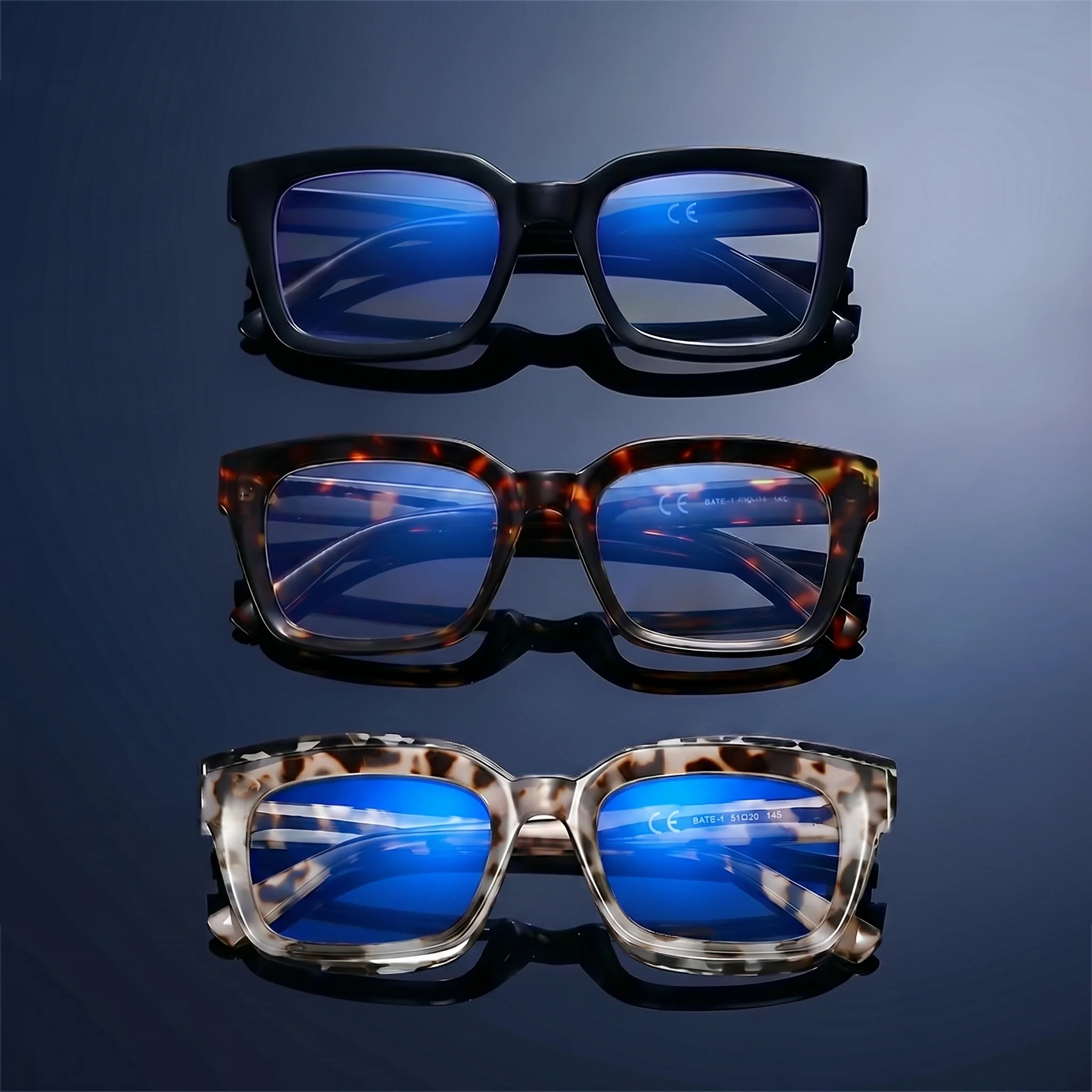 3Pcs Retro Square Reading Glasses Set, Anti Blue Light Simple Multi-Color Matching, Suitable for Office/Commuting/Daily Use