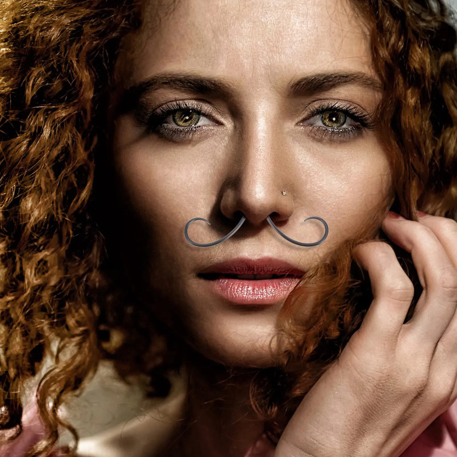 Mustache Septum Nose Ring Stainless Steel Body Jewelry for Women Fashion Nose Piercing Jewelry Comfortable Simple Installation