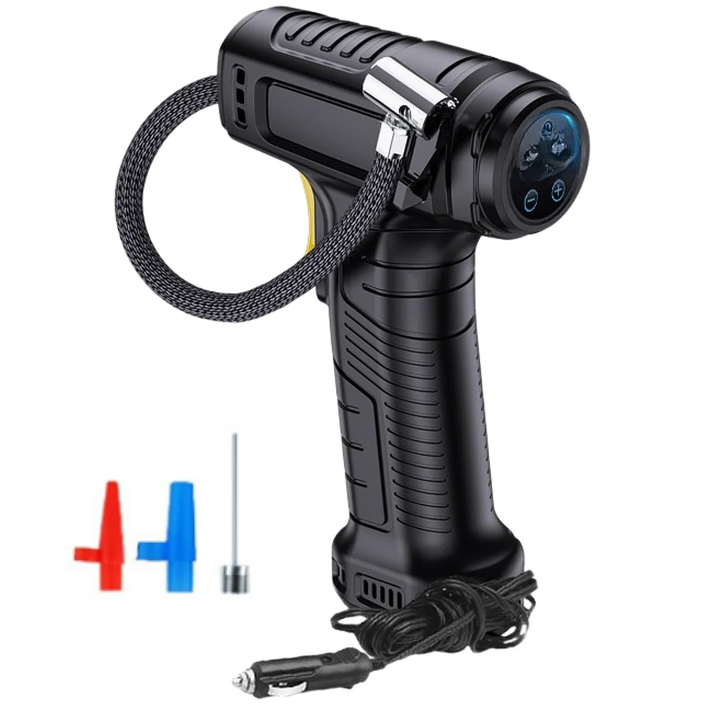 

Автомобильный воздушный насос с цифровым дисплеем, 12 В, беспроводной USB-портативный насос для накачивания шин со светодиодными автомобильными аксессуарами