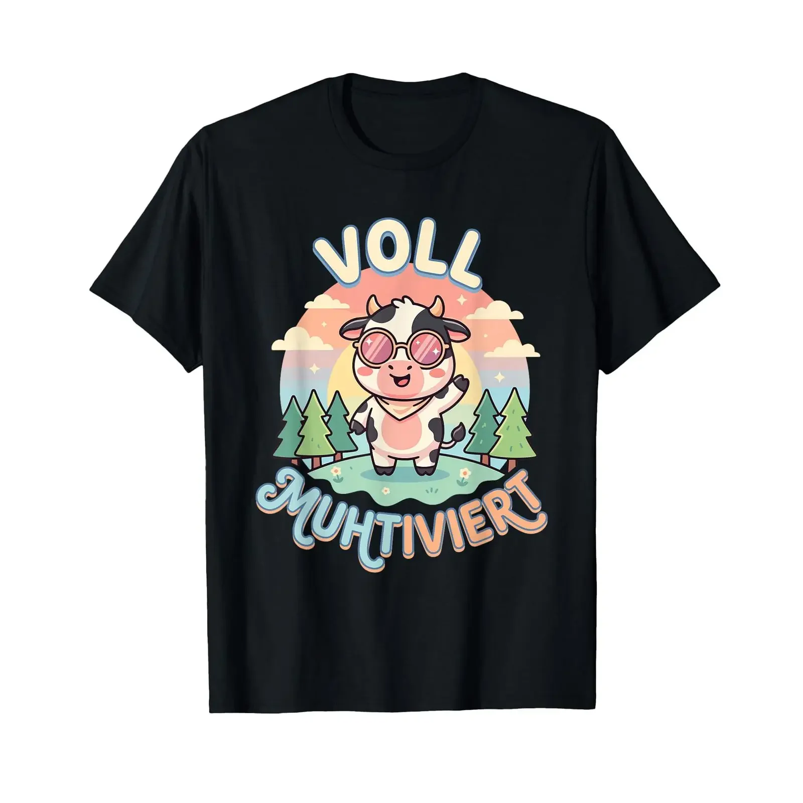 Fully Motifed Funny Cow Motif Farmer Farm T Shirt vintage Washed Comfortable Versatile streetwear designer clothes Stylish