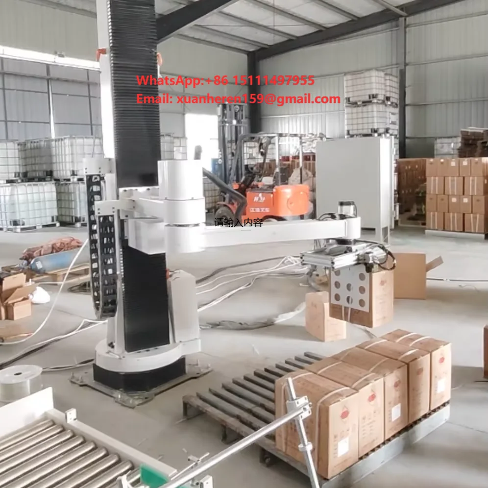 High-Speed Carton Palletizing Robot with Side Clamp Gripper | Automatic Palletizing Robotic Arm | Custom Solutions Available