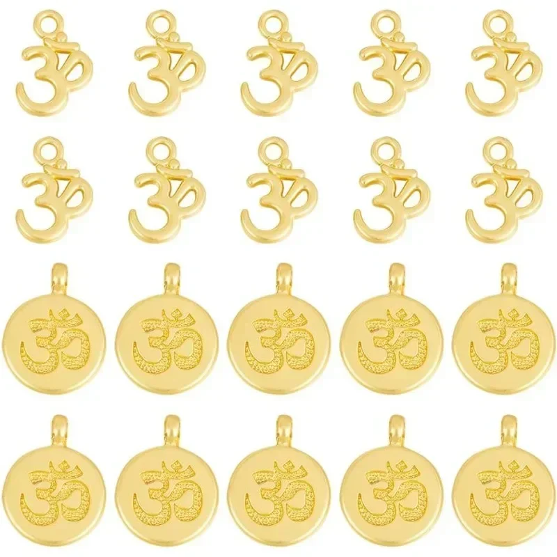 

20 Pcs 2 Styles Alloy OM Charms Golden OHM Charm Yoga Pendant Charms Yoga Symbols Charms Yoga Meditation Charm Religion Charm