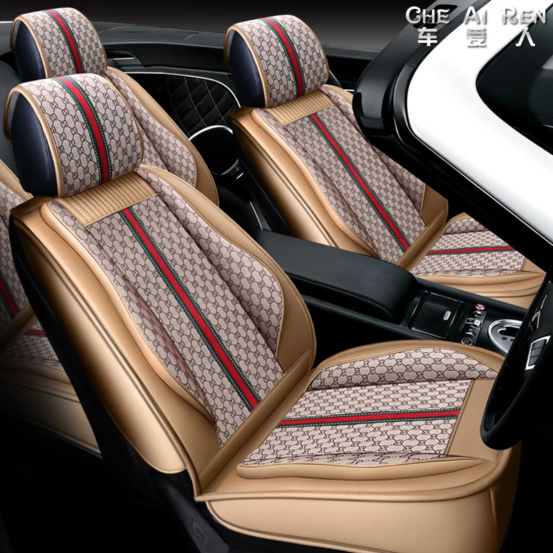 Universal Car Seat Cover Set Wear-Resistant Leather Four Seasons Front & Rear Seat Cushion Chair Pad Protector Auto Accessories