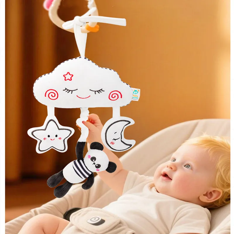 新しいぬいぐるみクラウドベビーベッドモバイルガラガラぬいぐるみ動物ベビーベッドハンギングミュージカルベルおもちゃ新生児用ガラガラおもちゃ車用シート用