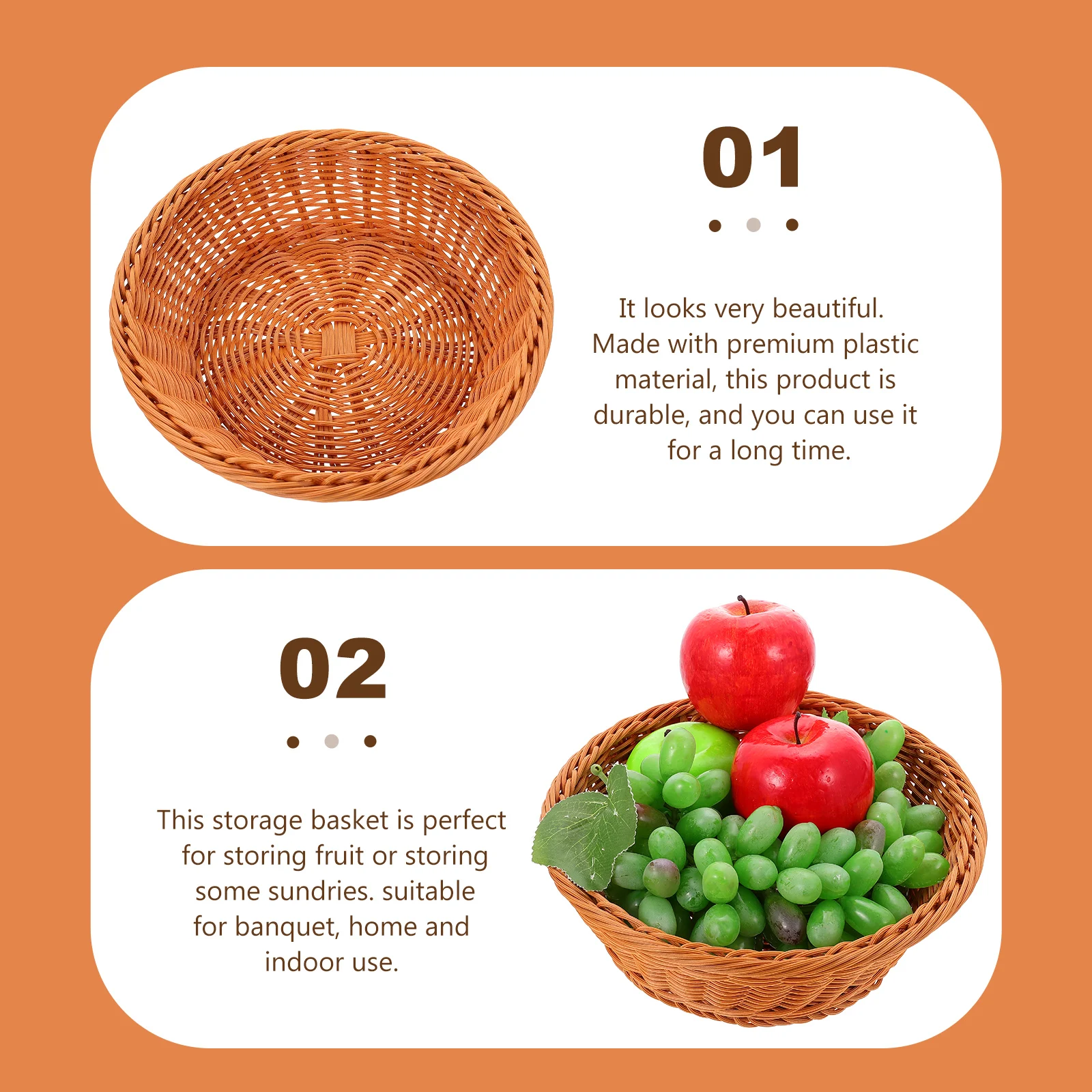 

Fruit Basket Candy Tray Baskets for Organizing Storage Bins Plastic Woven Tabletop