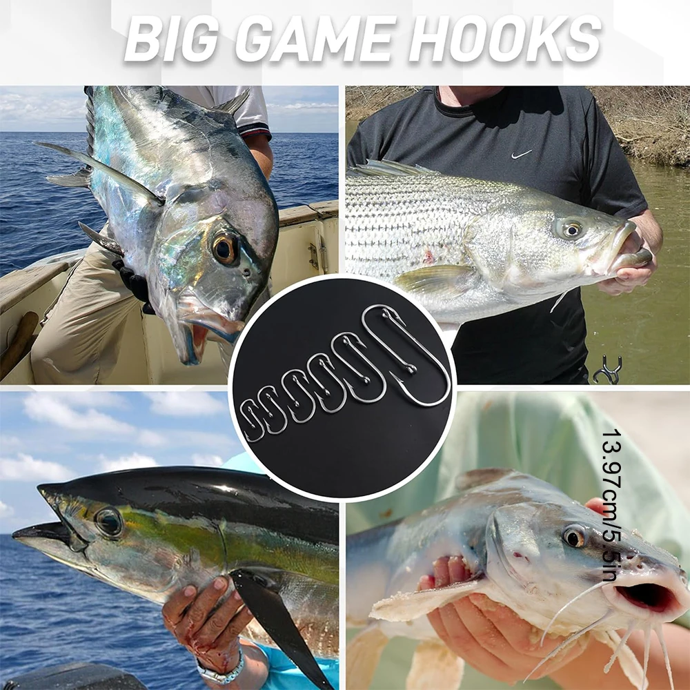 2Pcs 7731 Stainless Steel Fishing Hooks Large Shark And Tuna Bait Hooks Extra Strong For Saltwater Fishing Size 16/0 18/0 20/0
