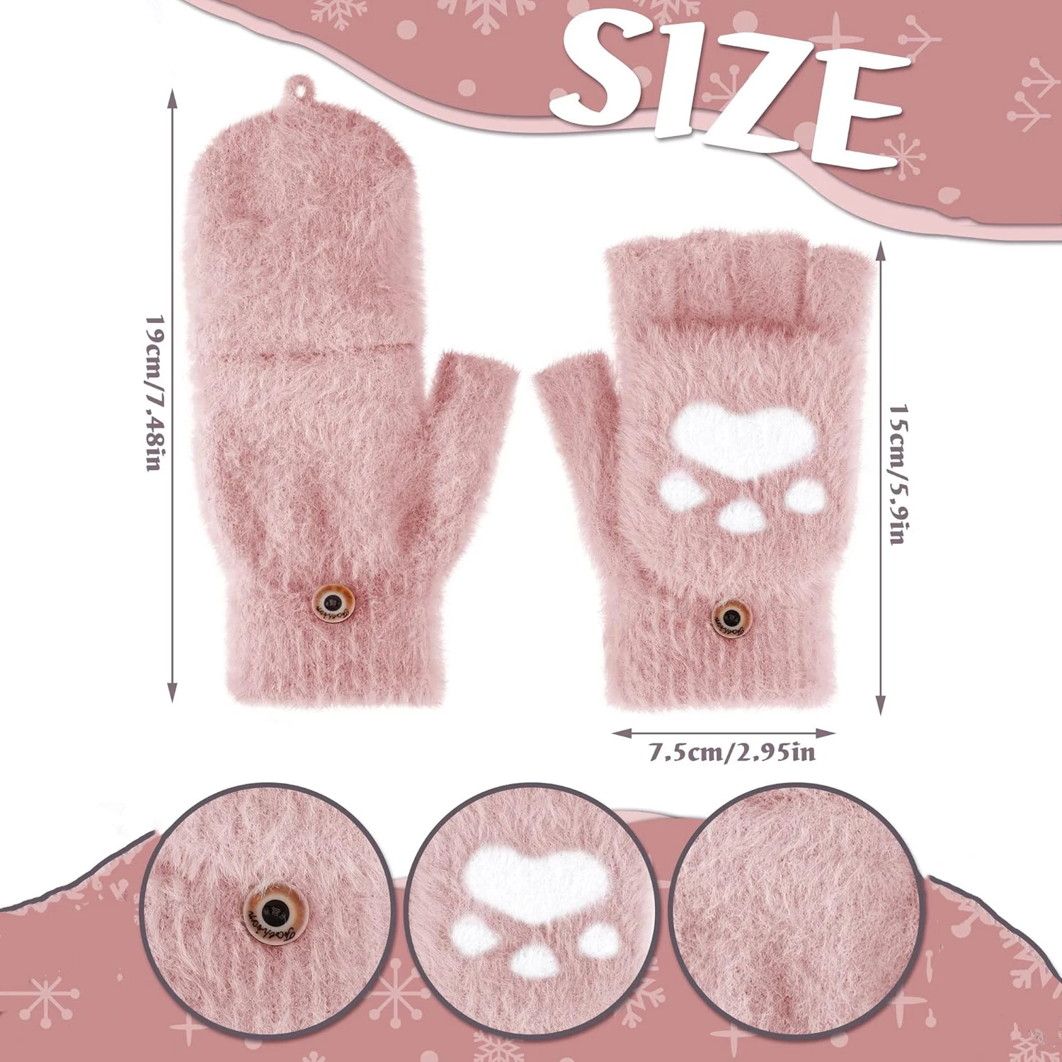 رشاقته لطيف المرأة الشتاء الدافئة قفازات أزياء الفتيات القط مخلب باو أفخم القفازات لينة قصيرة أصابع نصف اصبع قفاز