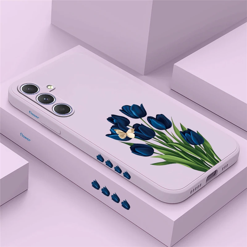 Floral Tulip Print Phone Case For Samsung Galaxy A07 A06 A05 A04E A03 A02S A51 A71 A21S A31 A60 A50 Soft TPU Silicone Cover