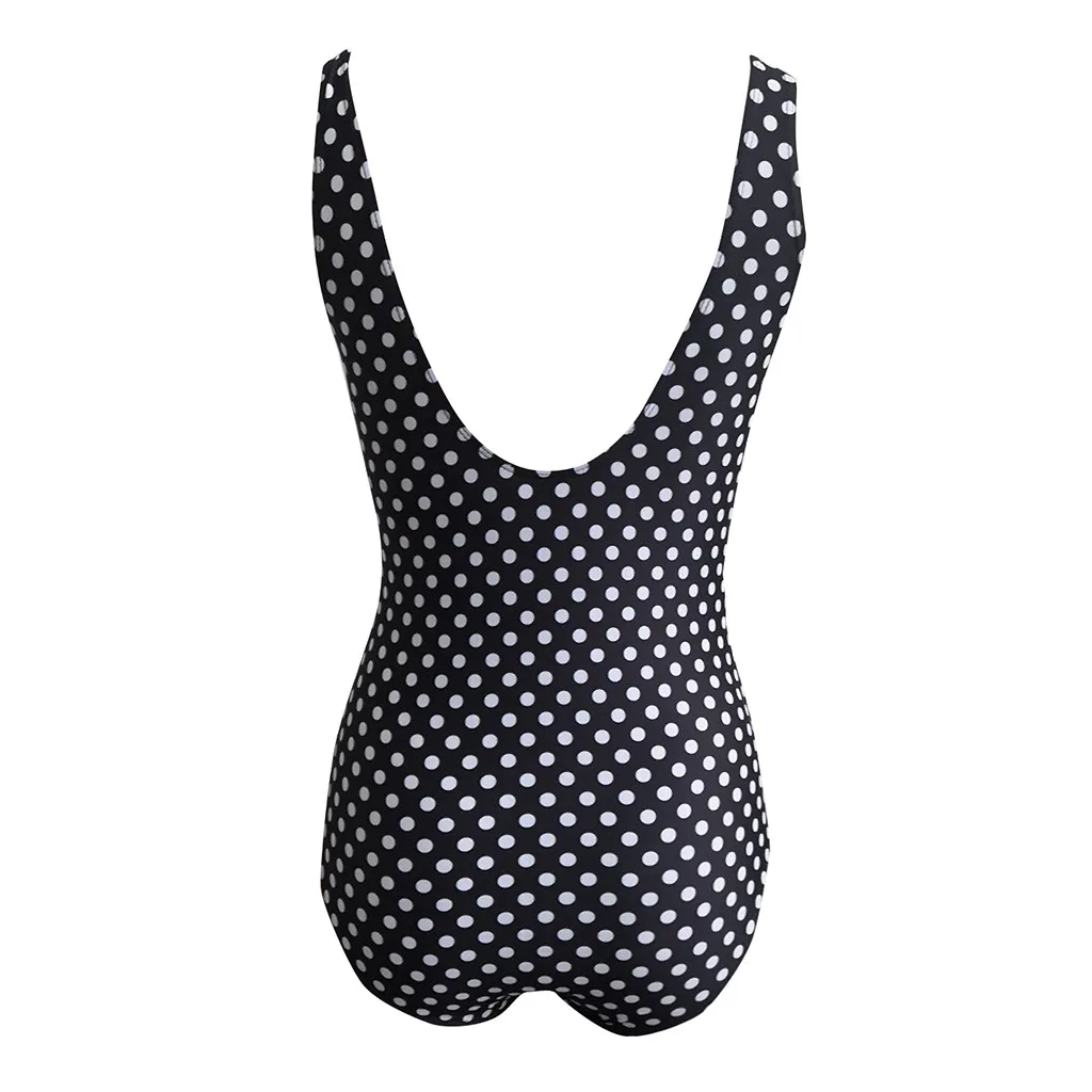 Women One Piece Polka Dot Swimsuit Sexy High Waist Deep V Cross Ruffle Push Up Bathing Suit Summer Swimwear Bodysuit Monokini