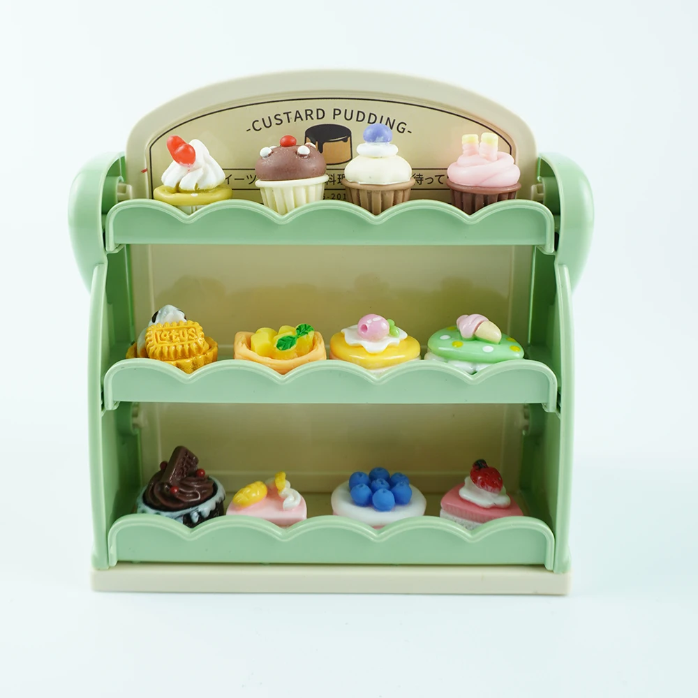 Miniestante de cocina para niñas, mueble en miniatura de 30 piezas, para postres, bebidas, comida, supermercado, tienda, casa de muñecas