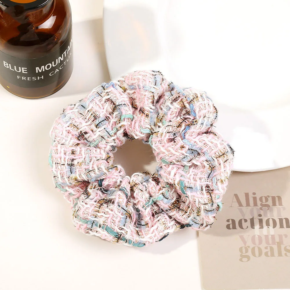 مجموعة Scrunchies منقوشة تويد للنساء ، العصابات المرنة ، العلاقات الشعر ، أصحاب ذيل حصان ، اكسسوارات الشعر ، الخريف والشتاء