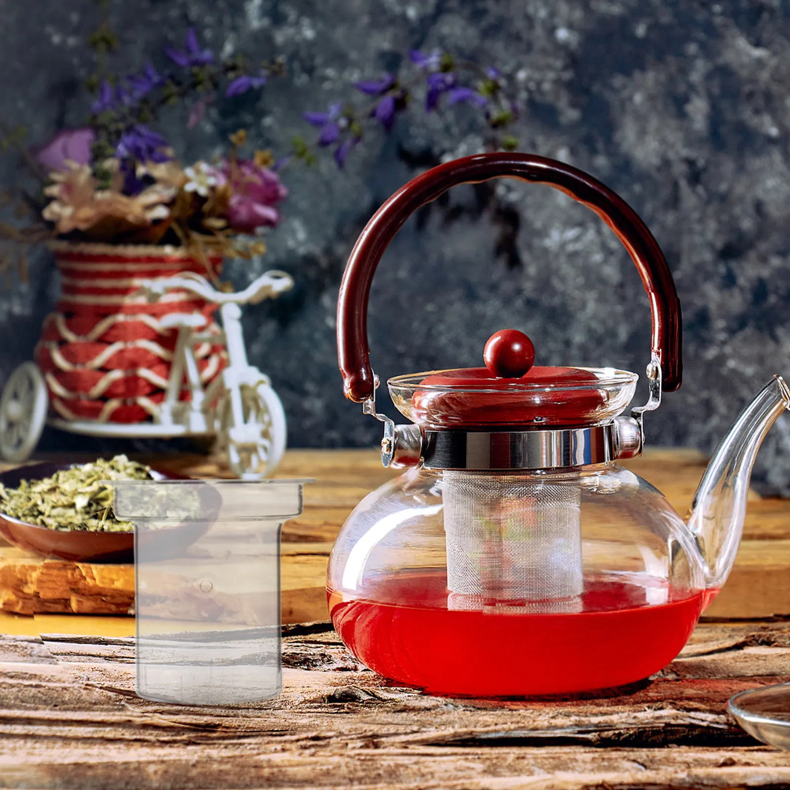 2 Piezas Filtro Infusor de Té de Vidrio de Borosilicato Alto, 3.35x3.27x3.27in, Transparente, Filtro de Repuesto para Tetera de Hojas Sueltas, Fácil de Limpiar