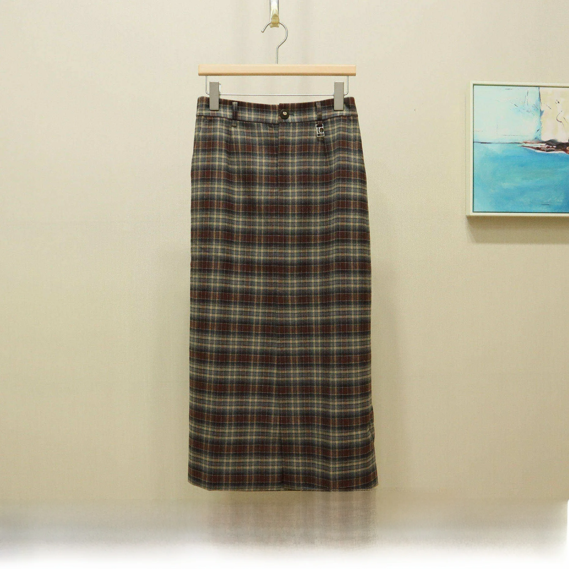 

Зимняя клетчатая юбка с разрезом, повседневная, со средней талией, из полиэстера, вискозы и спандекса, прямого кроя, 2025YSING Yumei Faion, женские юбки