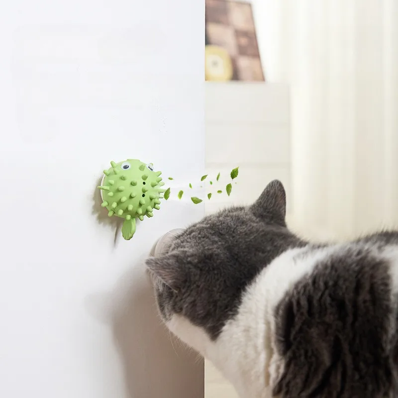 Katzenzahnpflege-Katzenminze-Bälle, robuste interaktive Spielzeuge für Katzen, Wandmontierte Plastik-Kauartikel für Kätzchen im Innenbereich