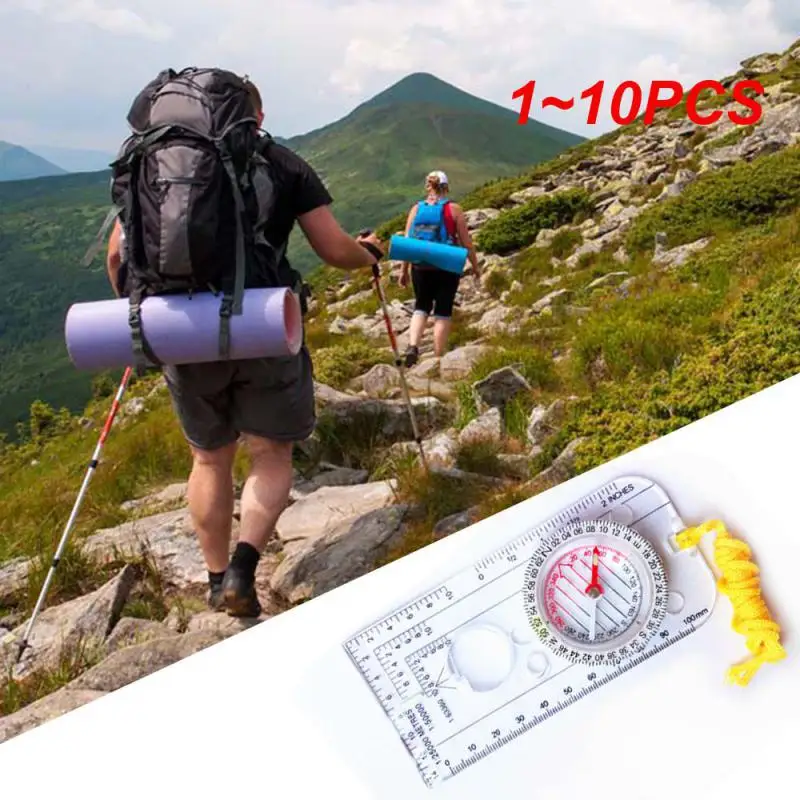 1~10PCS Multi-function Drawing Ruler Professional Map Scale Camping Navigation Compass Angle Ruler Magnifier