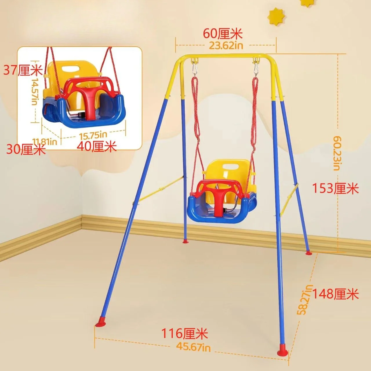 2026 Indoor Outdoor Garden Replaced Wooden Stand Swing Seat Hammock Bungee Jumping Bouncer for Kids Toddler