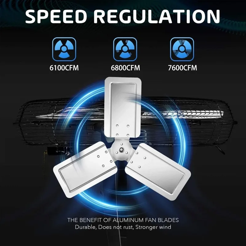 Simple Deluxe 18 Inch Industrial Wall Mount 3 Speed Commercial Ventilation Metal Fan for Warehouse, Greenhouse, Workshop,(Black)