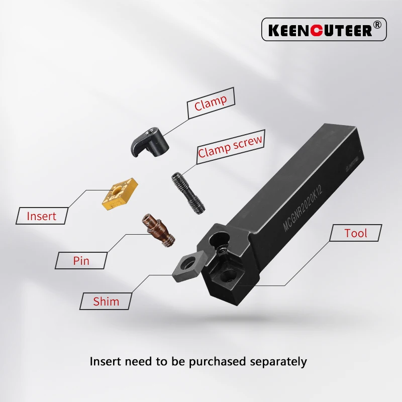 MCGNR2020K12/MCGNR2525M12/MCGNR3232P12 external turning tool CNC machining tool and CNMG carbide insert series combination