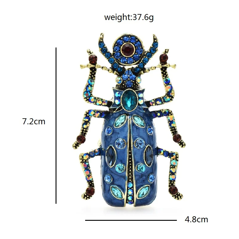 Wuli&baby Big Enamel Beetle Brooches For Women Unisex 4-color Rhinestone Lovely Insects Party Office Brooch Pins Gifts