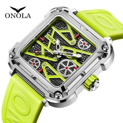 Fashion Men's Watch ONOLA Hollow Full Automatic Luxury Watches Men Silicone Tape Waterproof Wristwatch Clock