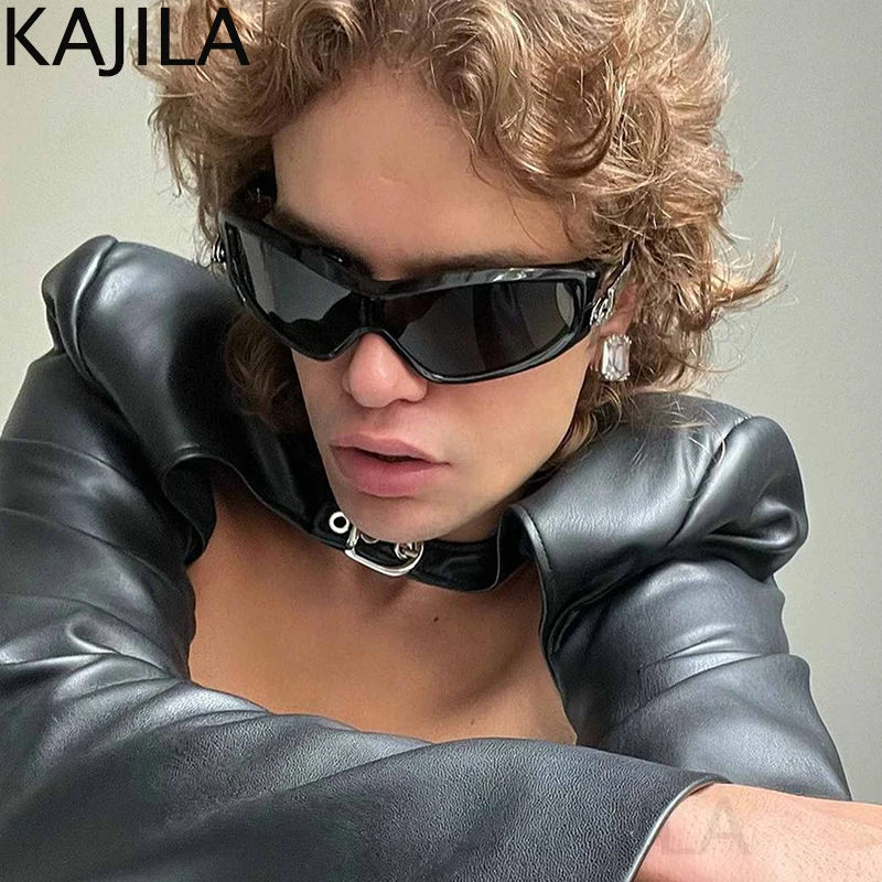 Y2k Punk One-piece Polarized Sunglasses Women Goggle 2024 Luxury Brand Steampunk Sun Glasses For Ladies Retro 2000\'s Eyewear