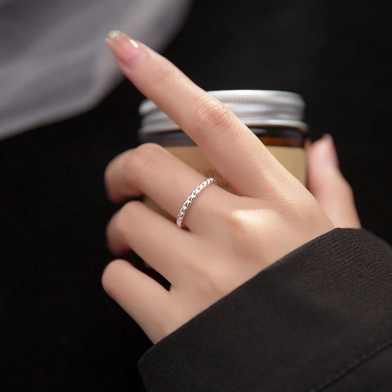 Modian Fashion Minimalist Twist Chain Ring for Women Authentic 925 Sterling Silver Simple Finger Ring Korea Style Fine Jewelry