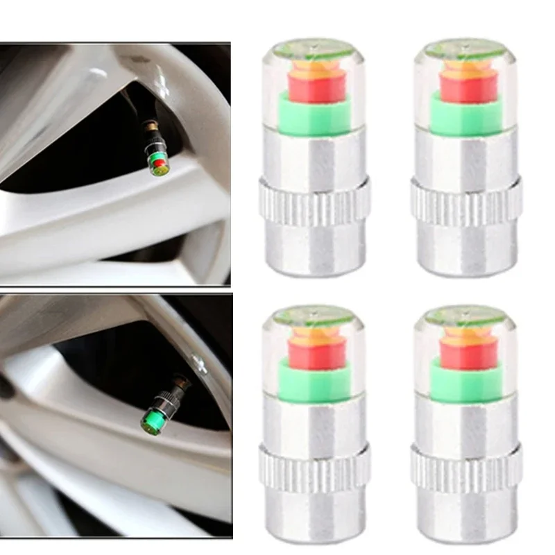 4pcs Car Tire Pressure Gauge Indicator Alert Monitoring Valves Cap Sensor Tyre Pressure Monitor Detection