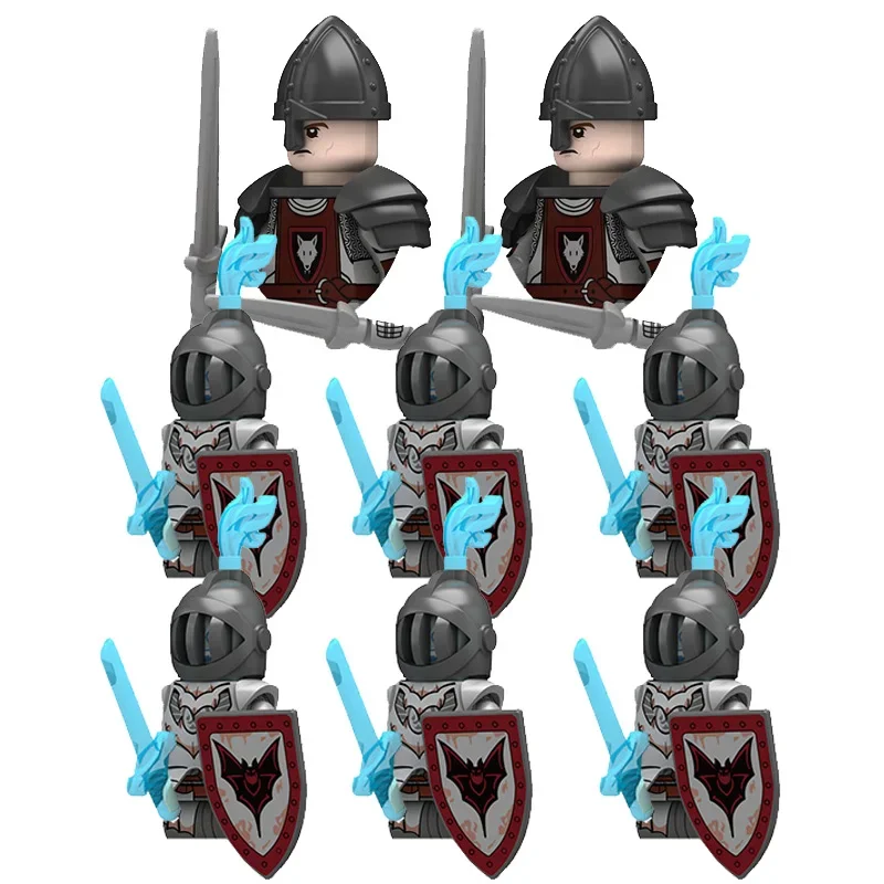 Children's toy medieval war castle knight wolf pack warrior military figure boy gift small particle building block set wholesale