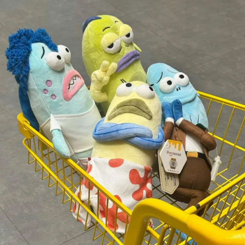 Original Potdemiel Bikini Bottom Ugly Fish Plush Doll Abstract Funny Soft Stuffed Cuddly Hot Collectible Gift for Friends Kids