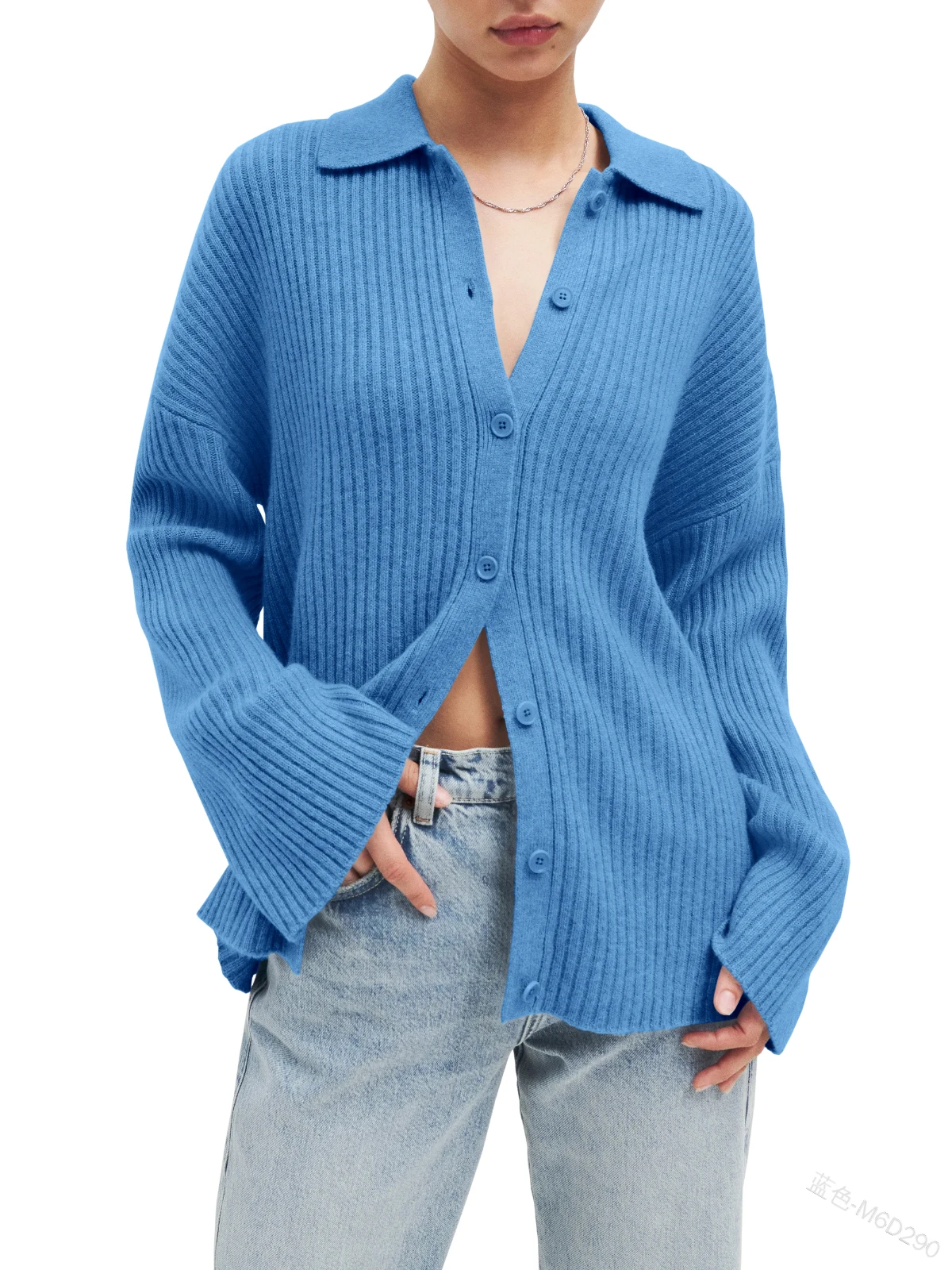 

Button Up Women's Knitted Sweater Y2k Knitted Long Sleeve Slim Fit Pullovers Cardigan Autumn Fashion Women Single Breasted Top