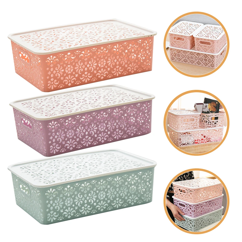 3pcs Storage Plastic Storage Bin Large Size Blue Purple Pink Kitchen Bedroom Wardrobe Plastic Containers Boxes