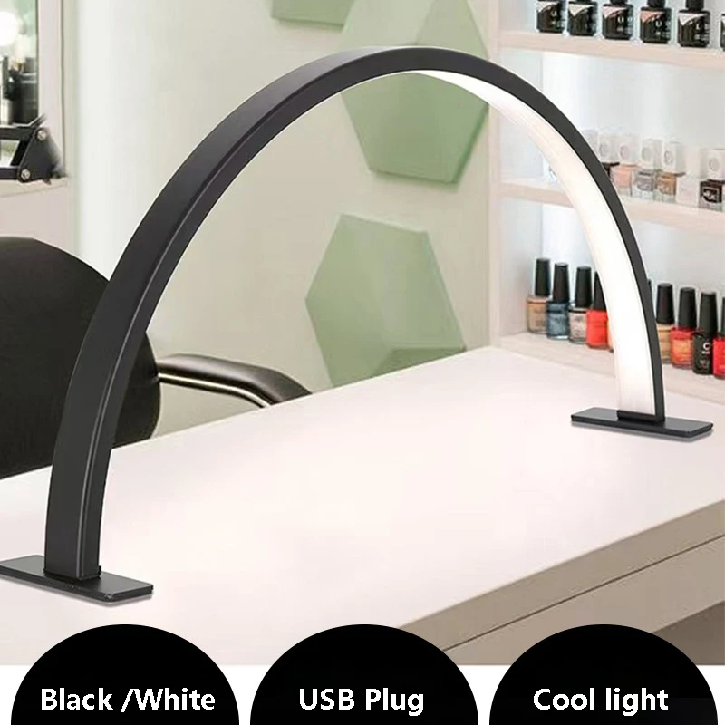 Beauty Salon U-shaped LED Desk Lamp Semi Monthly Lighting Fixture Eye Protection With USB Switch Cable Nail Shop Table Lighting