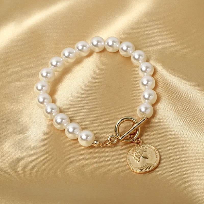 Boho Fashion Bracelets For Women New Vintage Crystal Pearl Heart Pendant Gold Color Jewelry Gift For Female B040