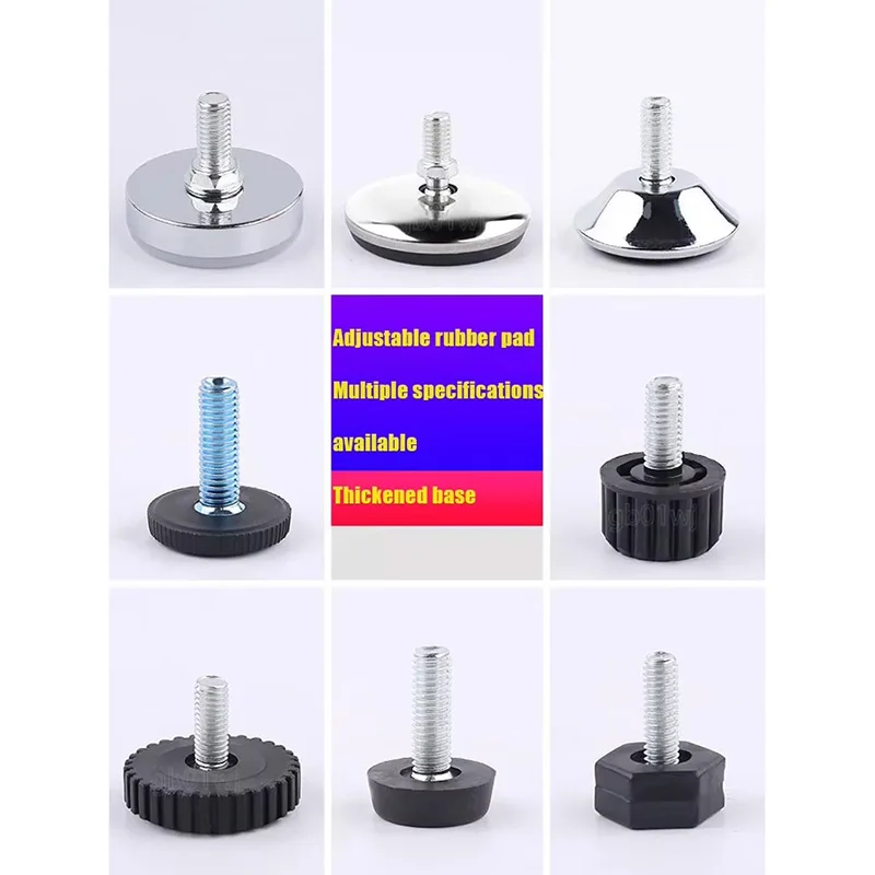 Adjustable Leveling Chair Leg Feet M6 M8 M10 Screw-in Base Furniture Mat Anti-slip Pad for Sofa Bed Cabinet Table Floor Protecto