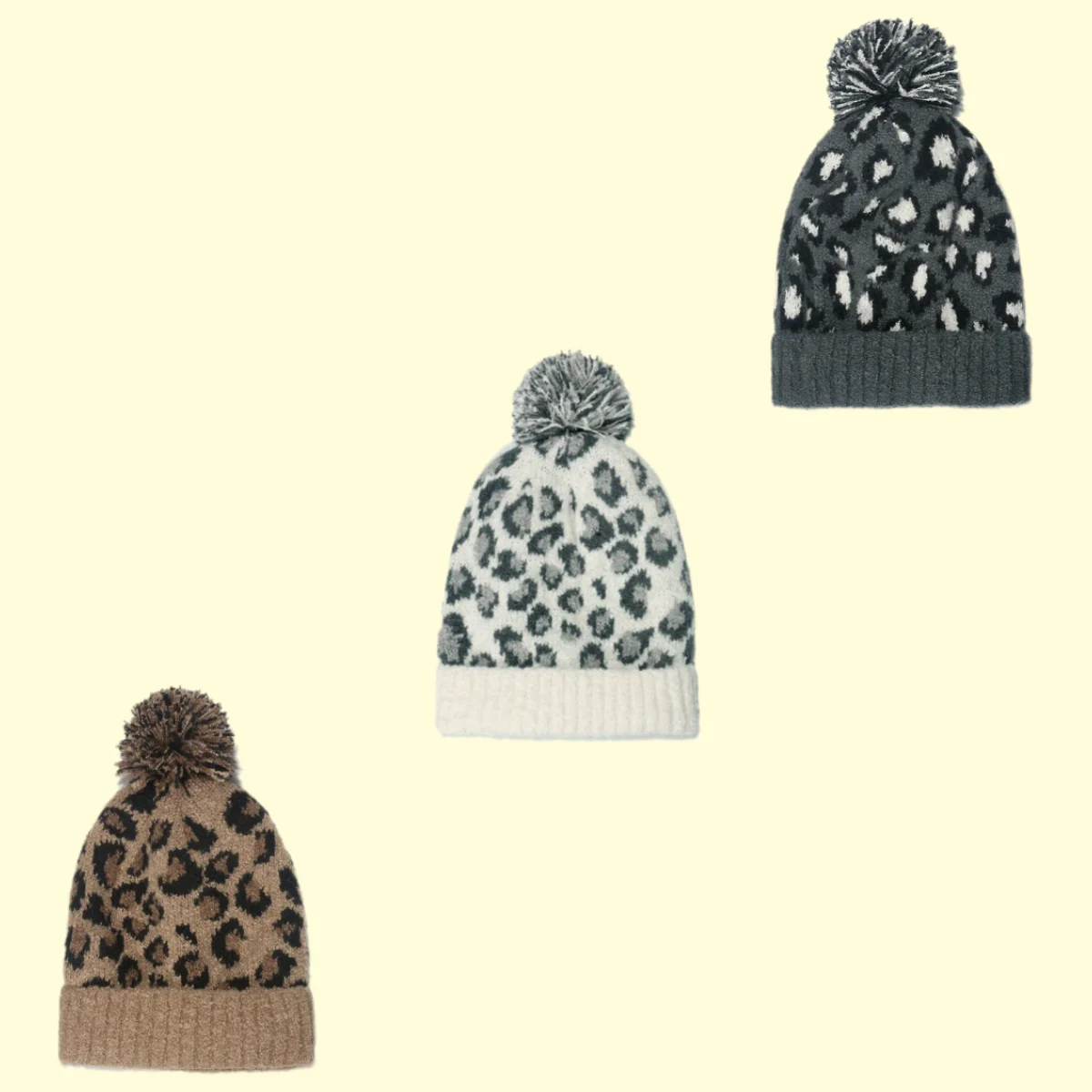 

Leopard Print Casual Pullover Hat Outdoor Warm and Soft Skin Friendy Brimless Hat Trendy Ear Protection Fur Ball Knitted Hat