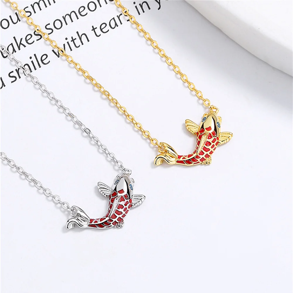 

Нишевая цепочка на ключицу из стерлингового серебра 925 пробы, новый корейский стиль 2025 года, универсальные ювелирные изделия INS с карпом