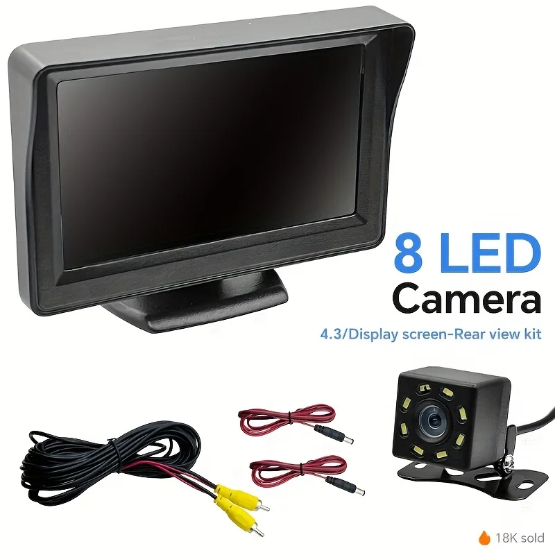 

Universal reversing camera rearview 4.3-inch display, simple vehicle monitor, parking camera, no delay automatic color image