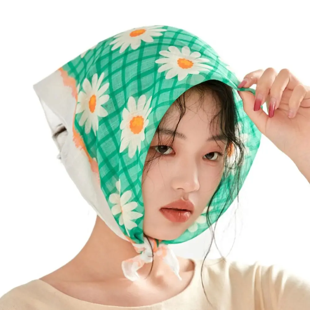 

Hair Decorate Headscarf Korean Style Scarves Neck Tie Sunscreen Female Printed Scarf Hair Band Square Scarf Flower Silk Scarf