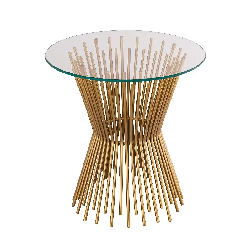 Glass top new home furniture iron round table gold bar stool party and bar decoration