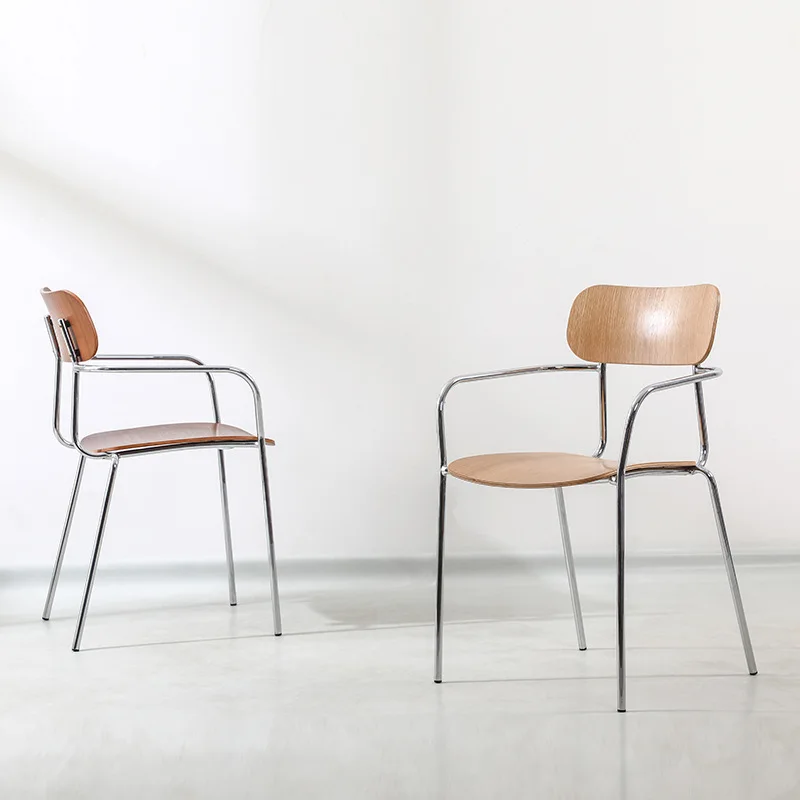Italian minimalist light luxury industrial style dining chair designer backrest table and chair cafe milk tea shop retro wrought