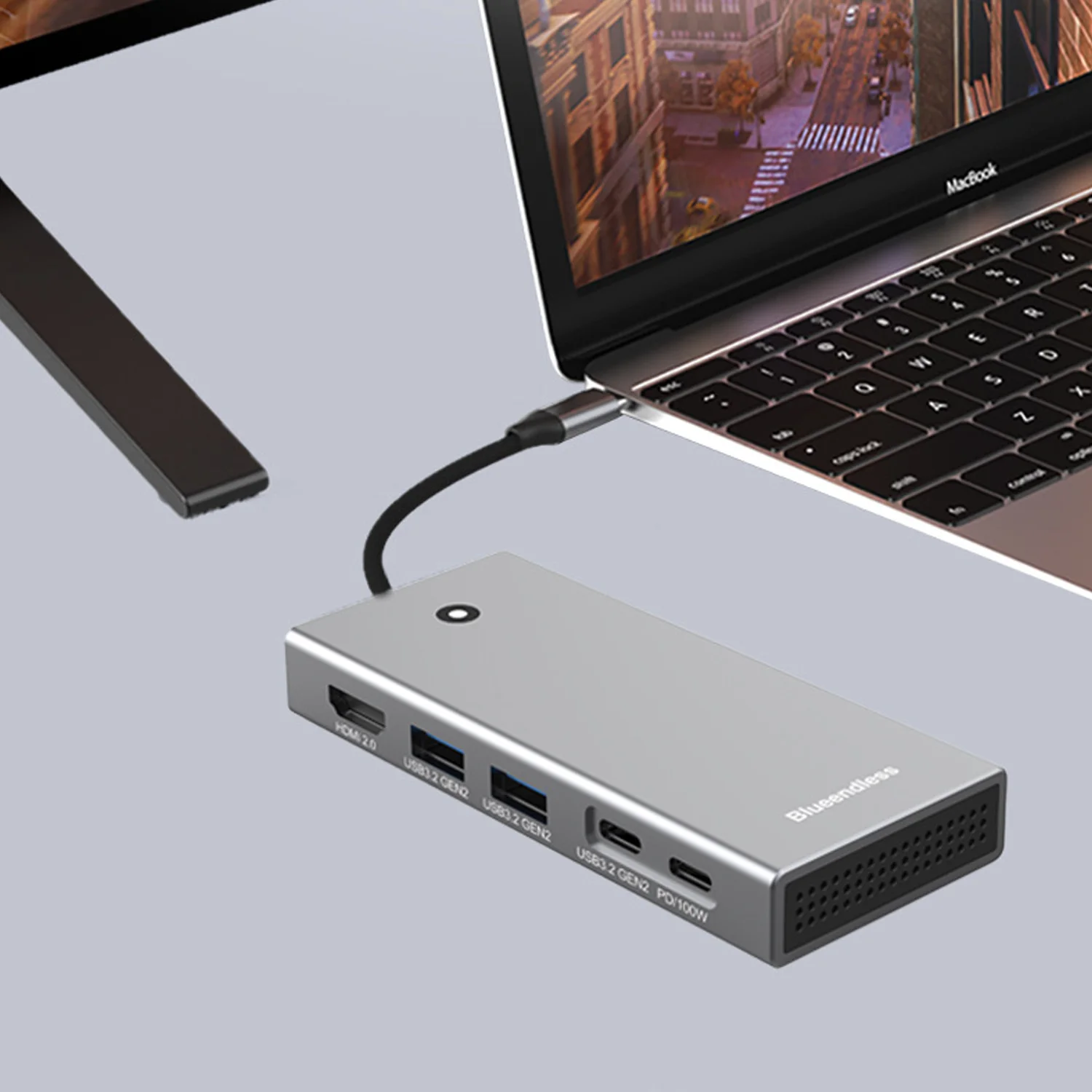 

Blueendless m2 sata or m.2 NVMe SSD Enclosure with USB C hub Laptop Docking Station 4K 60Hz HDMI-Com USB3.2 100W PD SDTF 10Gbps