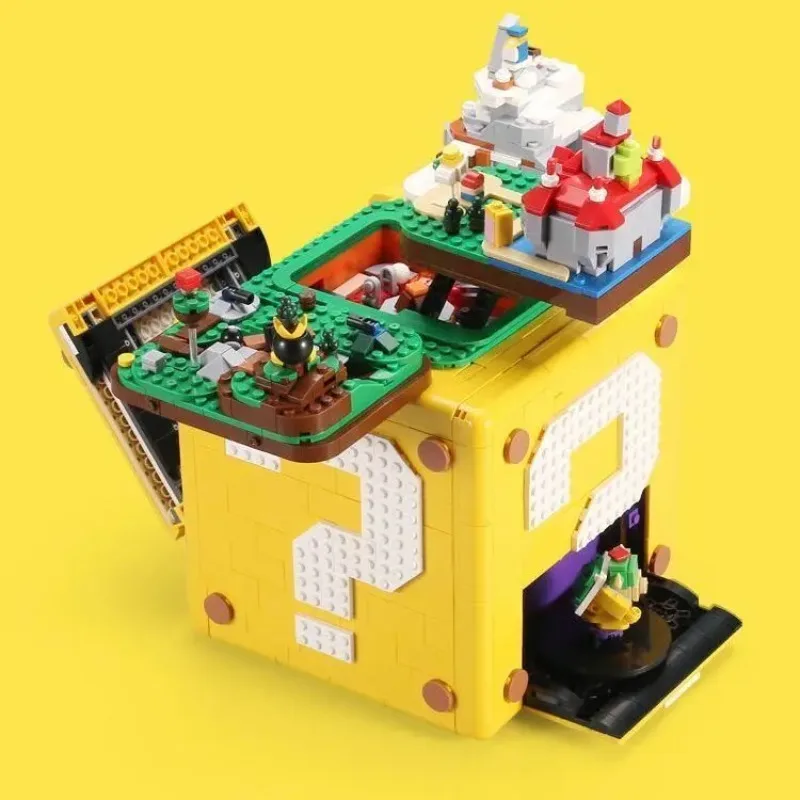 

2026 New Building block toy childhood assembled toy question mark box press rebound assembled 2064 particle question mark box